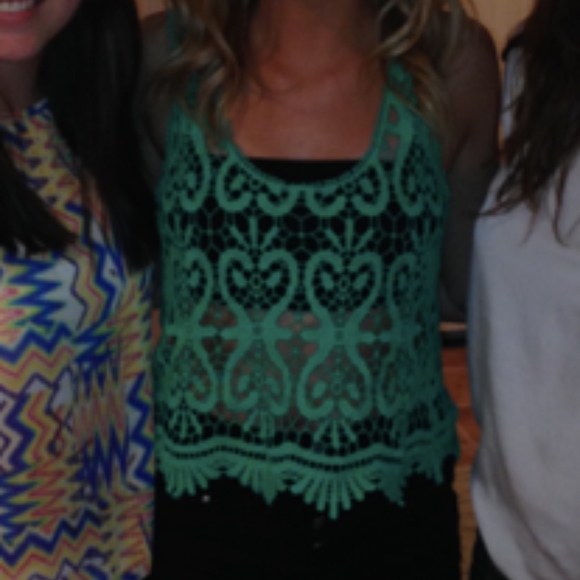 Mint Crochet Crop Top - Picture 2 of 4